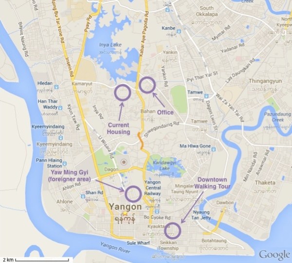 Map of Yangon